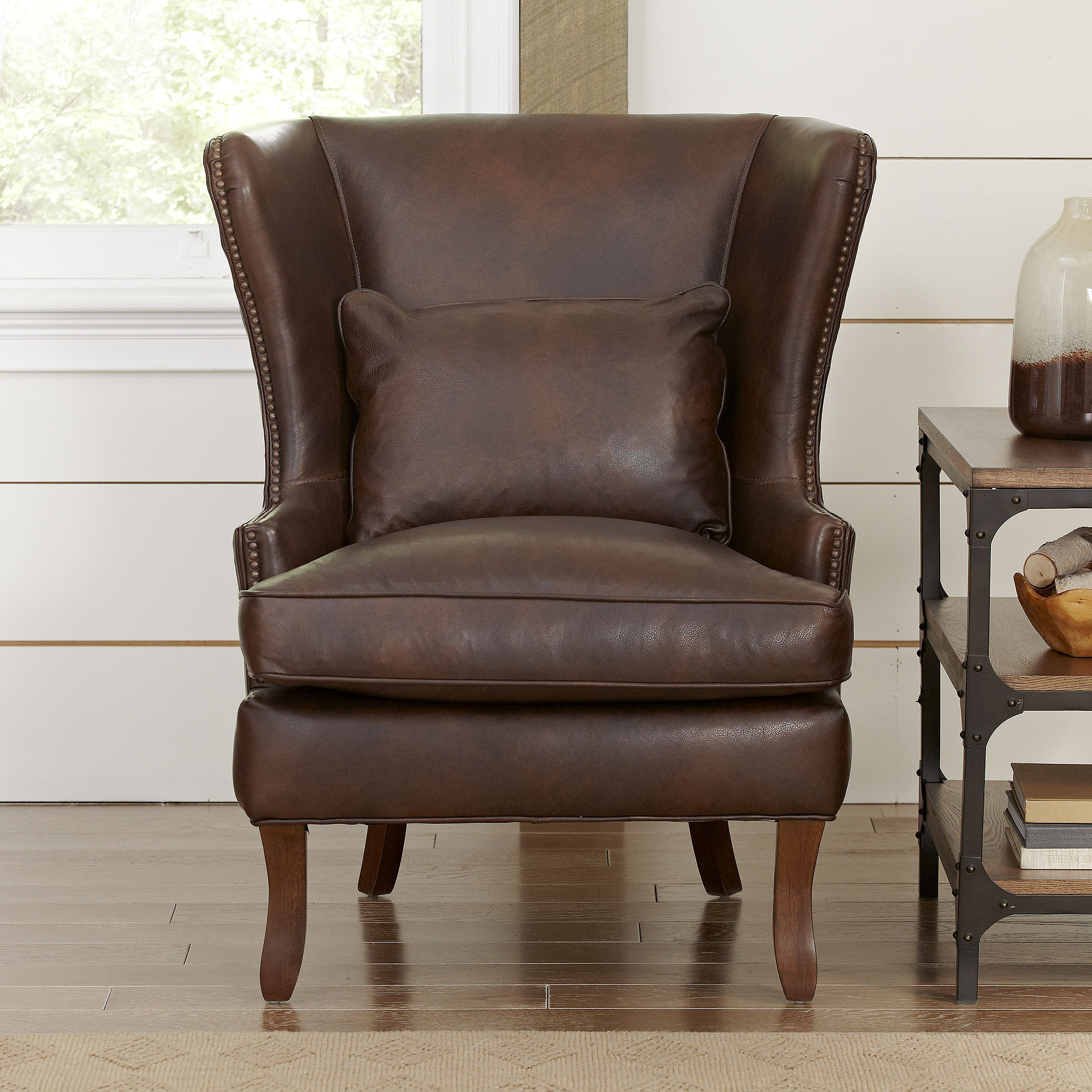Birch Lane™ Solomon Leather Wingback Chair & Reviews Wayfair